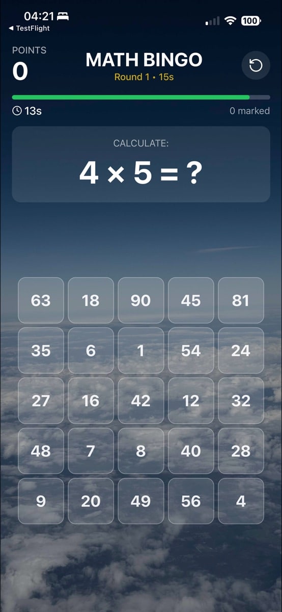 Original-App-Store-Screenshot 1 von Math-Bingo